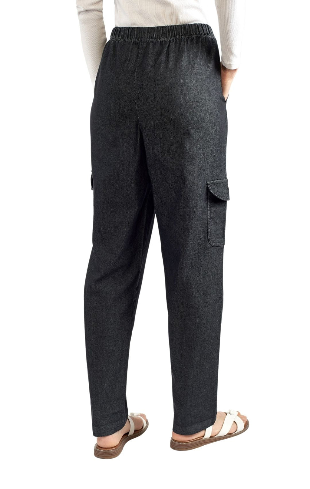 Women's Elastic Stretch Waist Casual Denim Pull-on Cargo Pants