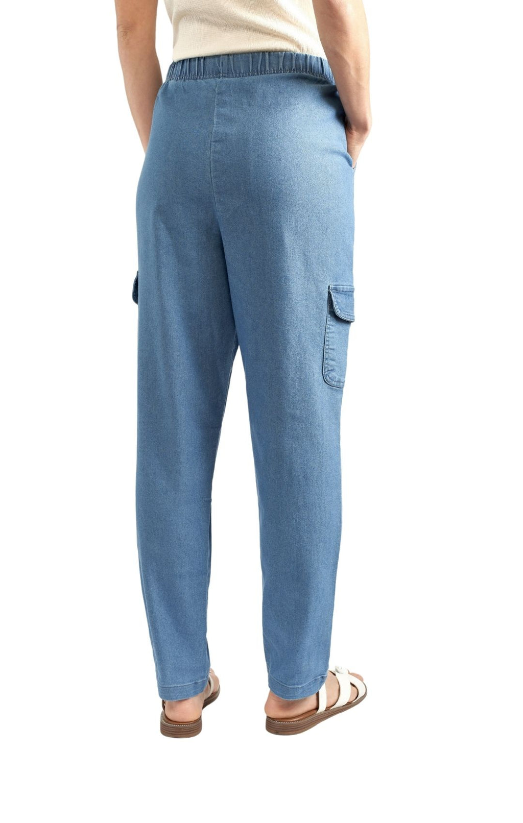 Women's Elastic Stretch Waist Casual Denim Pull-on Cargo Pants