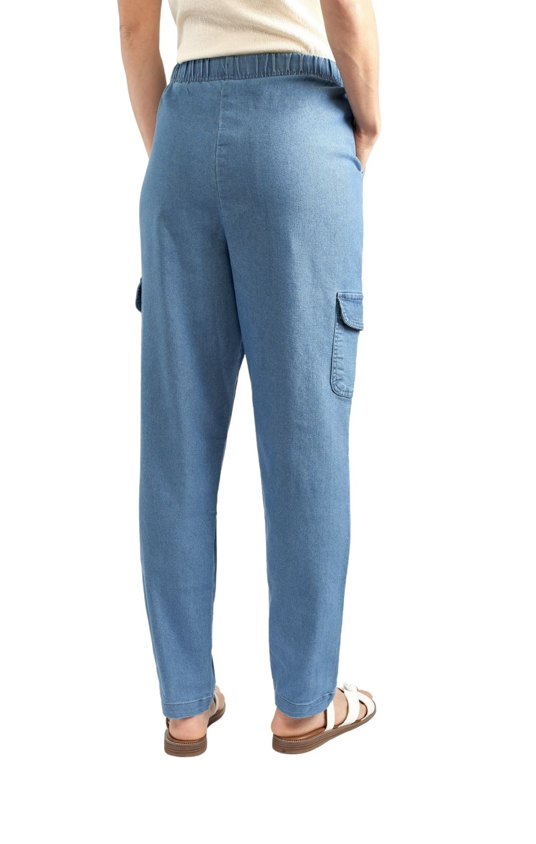 Women's Elastic Stretch Waist Casual Denim Pull-on Cargo Pants