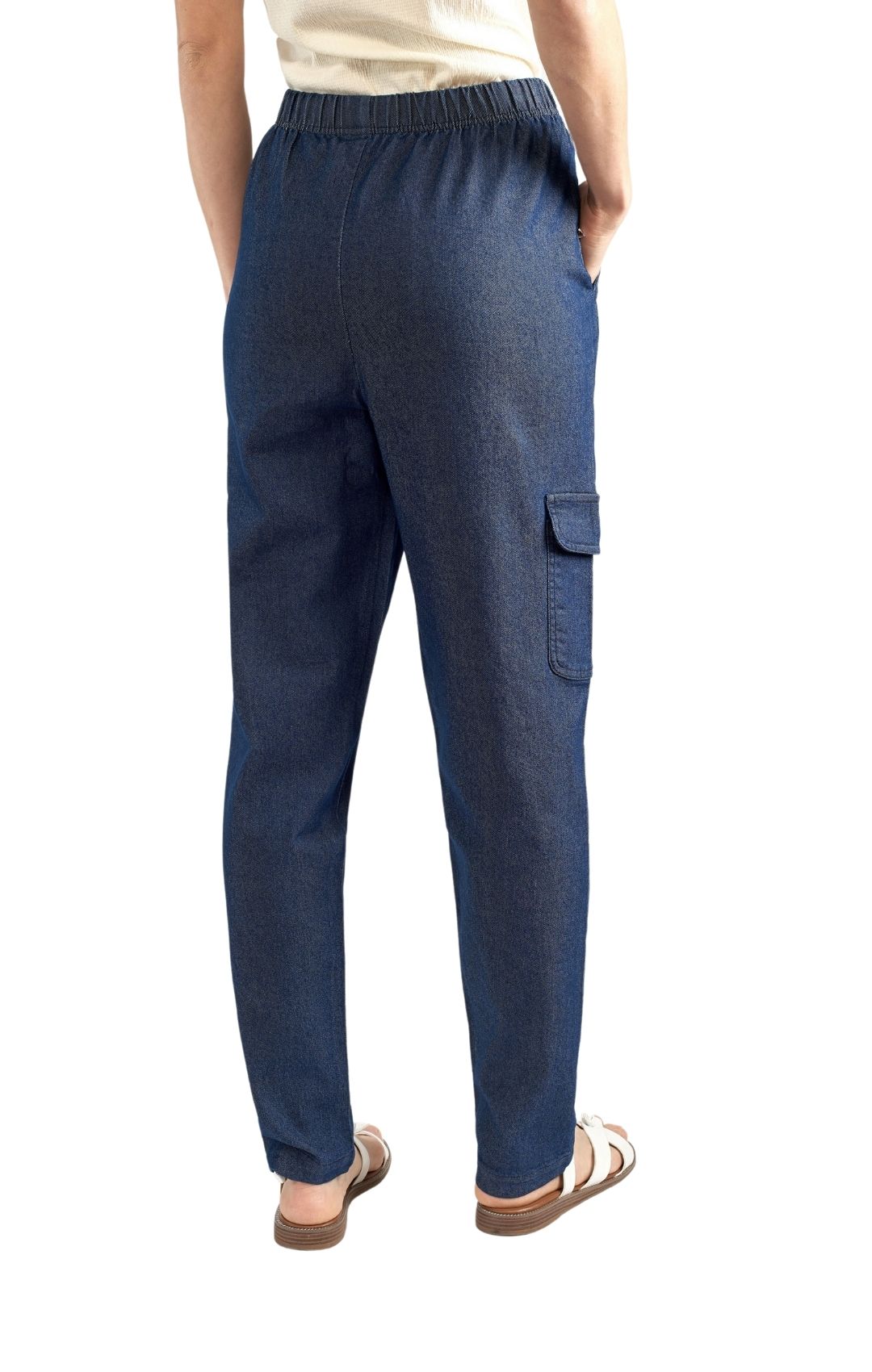 Women's Elastic Stretch Waist Casual Denim Pull-on Cargo Pants