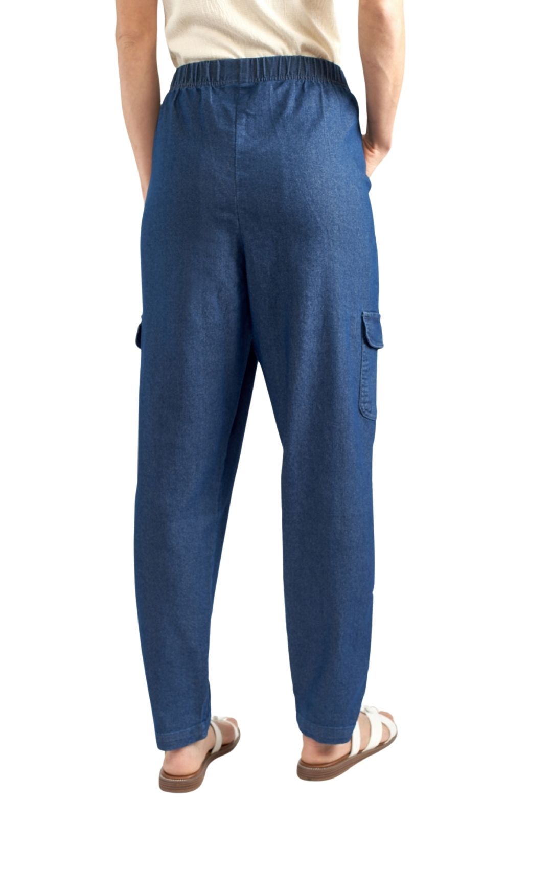 Women's Elastic Stretch Waist Casual Denim Pull-on Cargo Pants