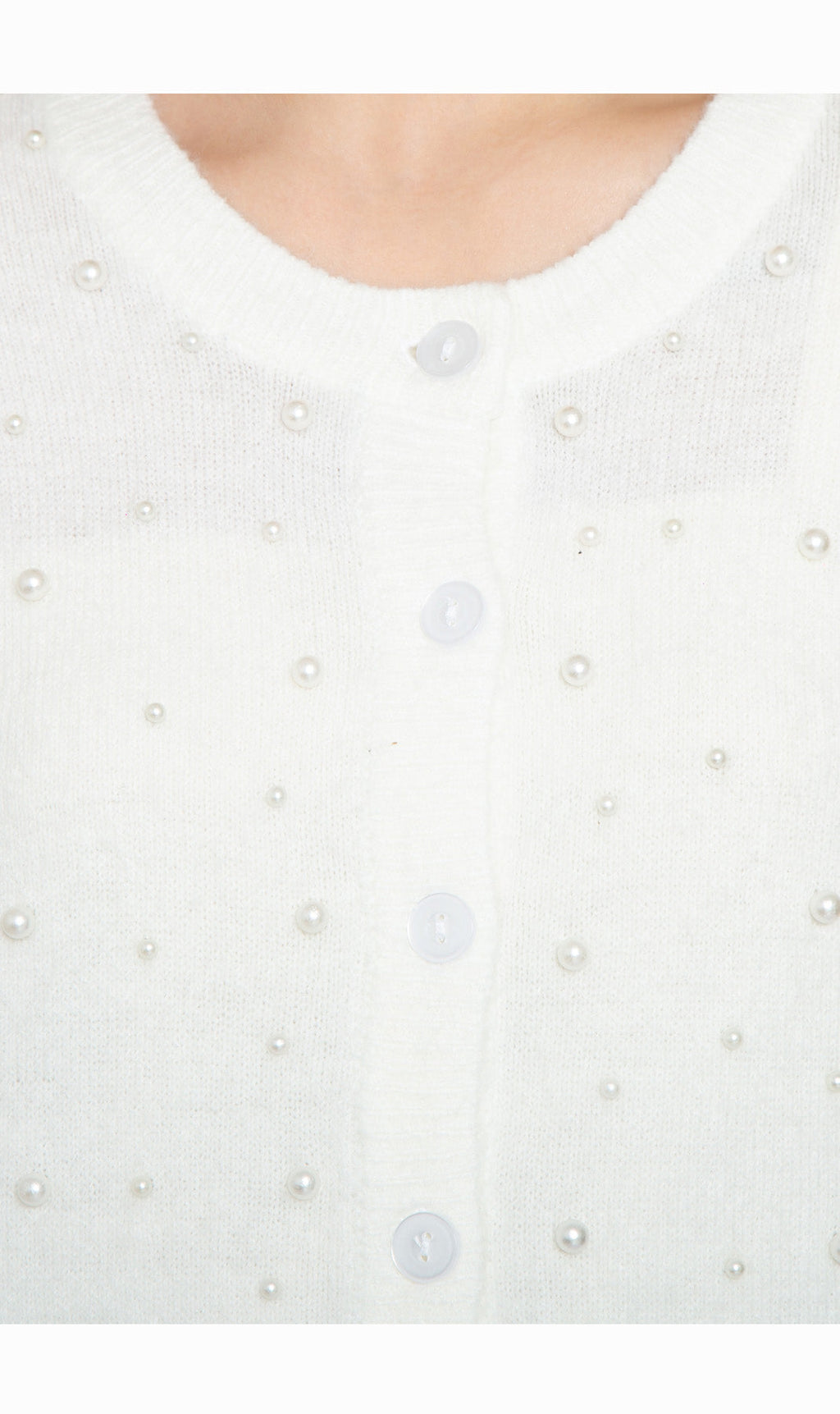 Women's Faux Pearl Cardigan in Cashmere-like Soft Knit