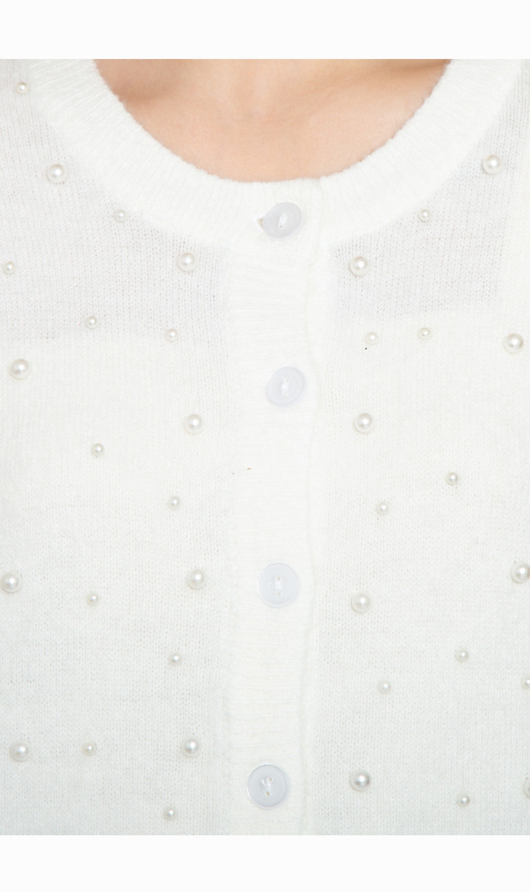 Women's Faux Pearl Cardigan in Cashmere-like Soft Knit