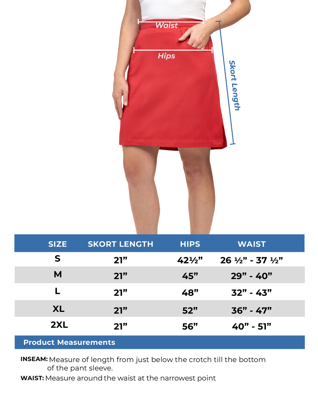 Women's Pull on Skort in Twill with Elastic Waist and Front Pockets