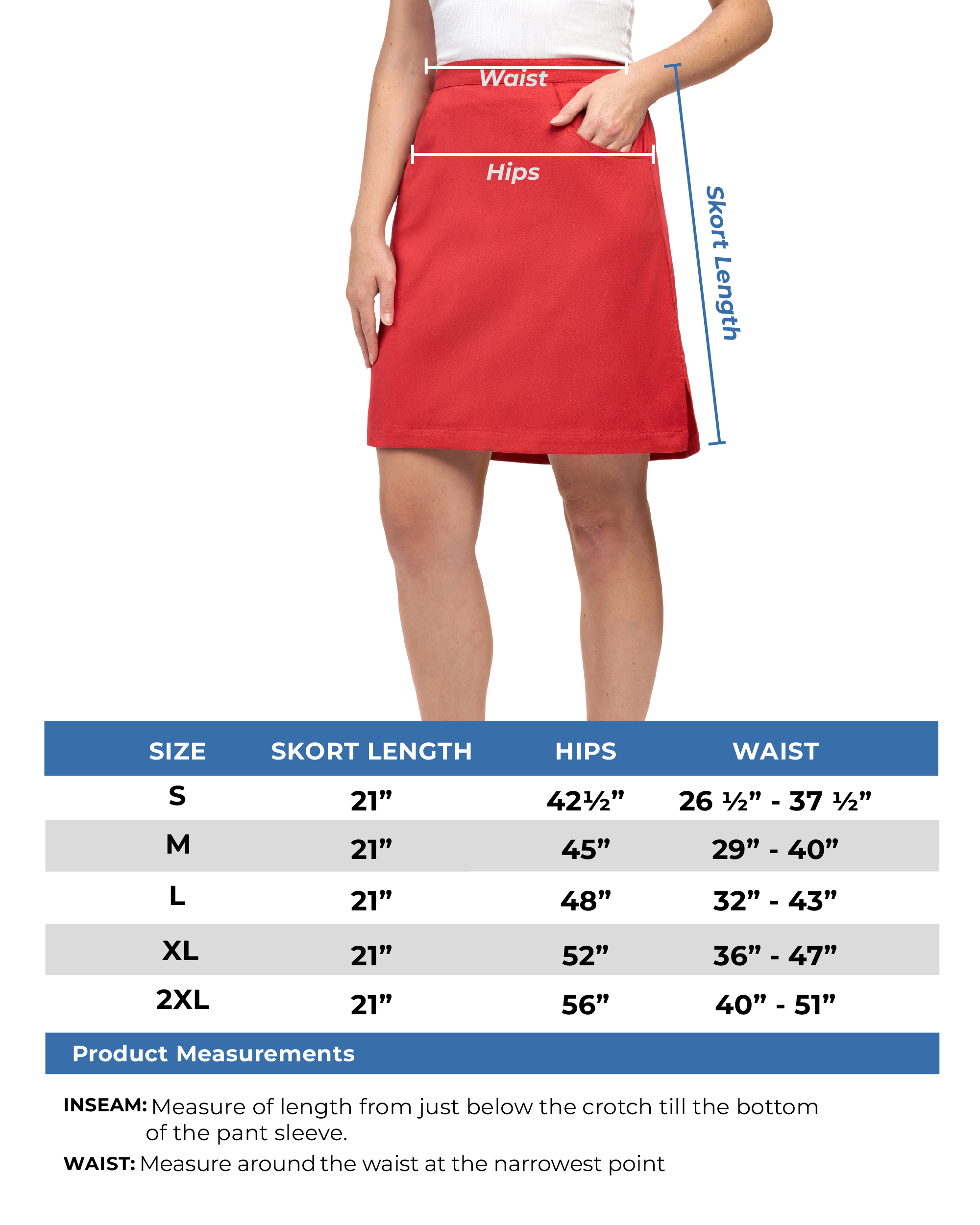 Women's Pull on Skort in Twill with Elastic Waist and Front Pockets